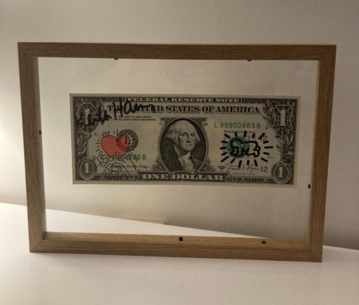 Dollar hand-drawn and signed by Keith Haring