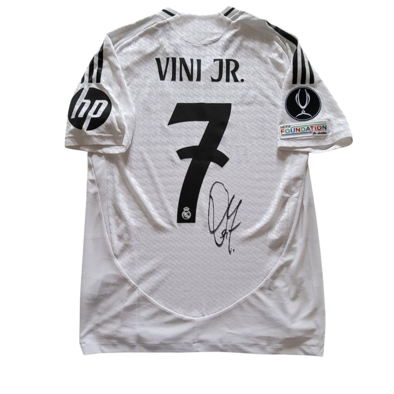 Maglia preparata Vinicius, Borussia Dortmund vs Real Madrid UEFA Finale SuperCup 2024 - Autografata