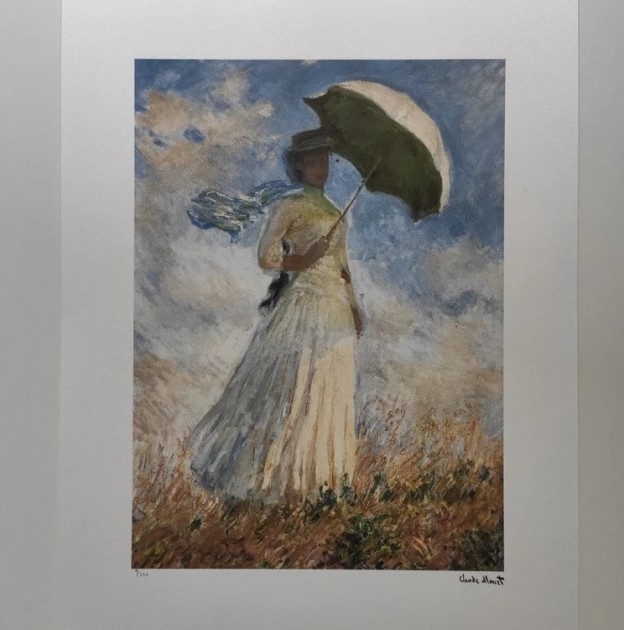 "Woman with a Parasol" Lithograph Signed by Claude Monet