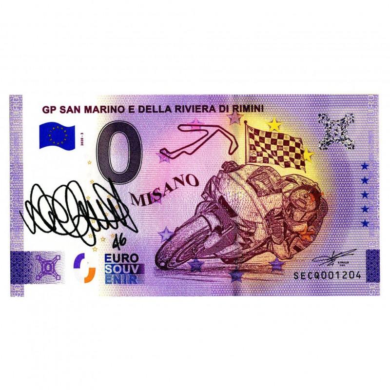 Zero Euro GP San Marino Banknote (Misano) - Signed by Valentino Rossi