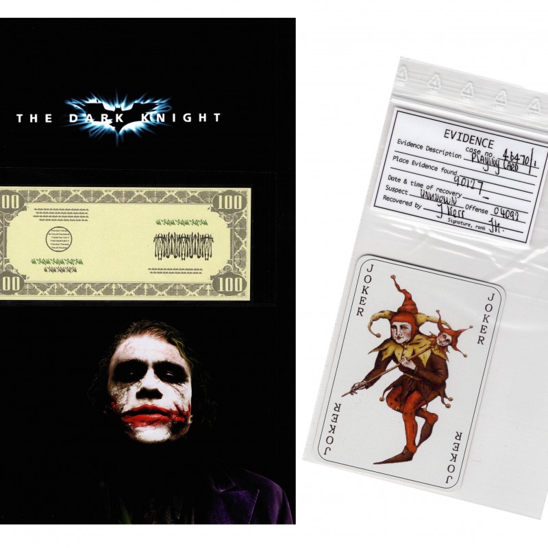 "The Dark Knight" - Original Prop Banknote and Joker Card