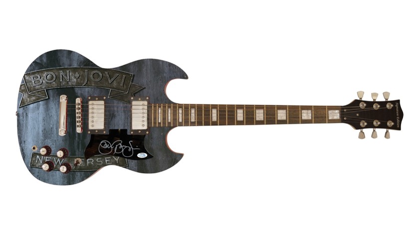 Bon Jovi Autographed Graphics Guitar