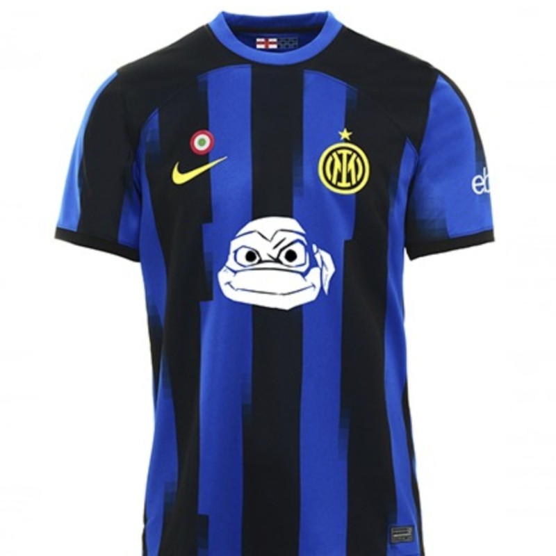 Calhanoglu's Inter 2023-2024 Signed with Personalized Dedication Shirt - 'Ninja Turtles' Special Edition