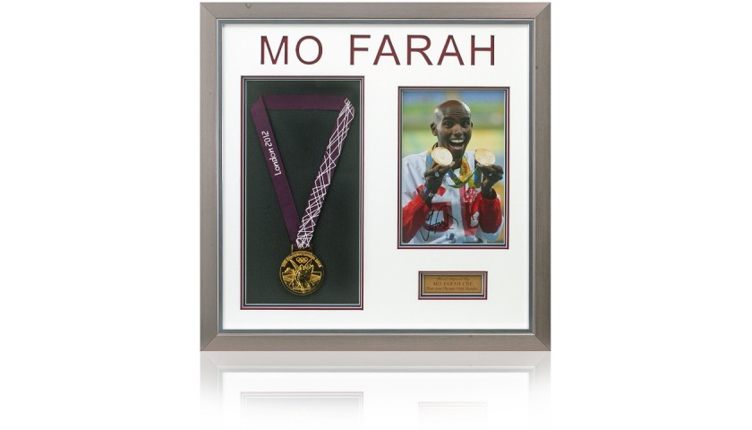Mo Farah Signed Gold Medal Olympics Presentation