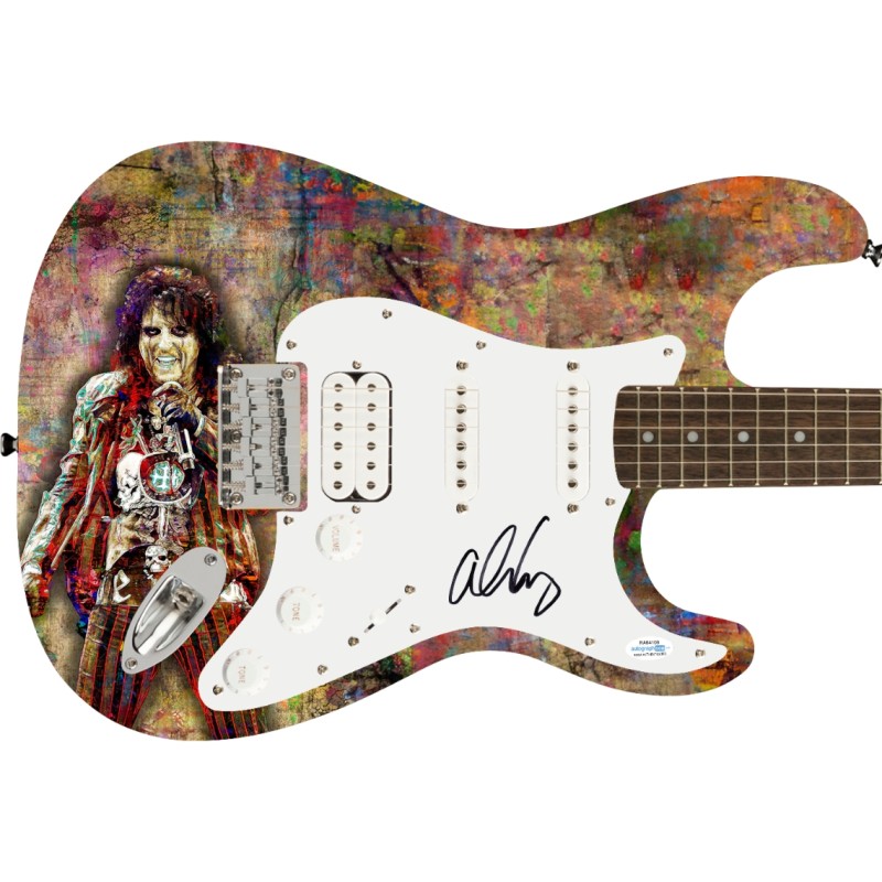 Chitarra Fender con grafica personalizzata 'Artistic Eminence' firmata da Alice Cooper