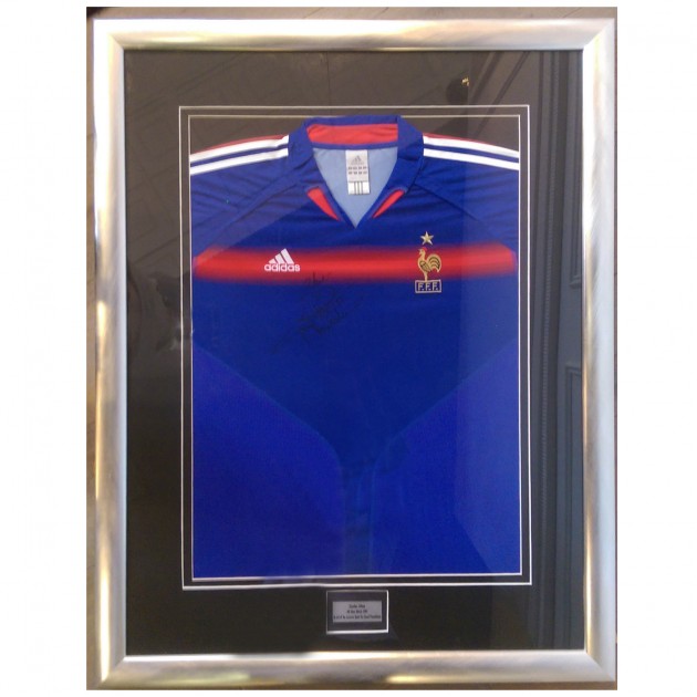 Framed France shirt signed by Zinedine Zidane