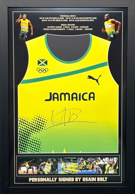 Usain Bolt Signed and Framed Running Vest