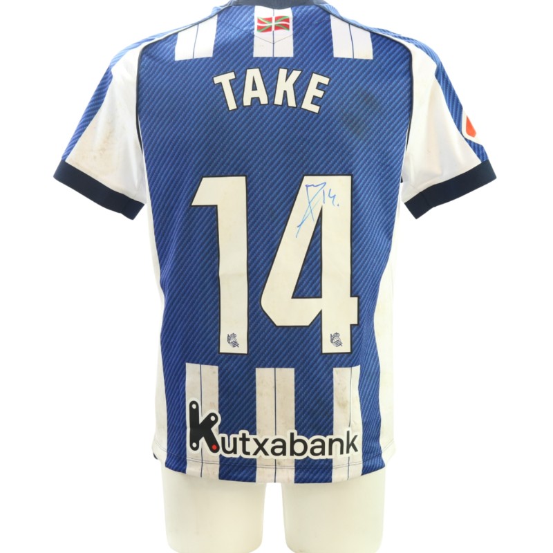 Take's Signed Unwashed Shirt, Real Sociedad vs Barcelona 2026