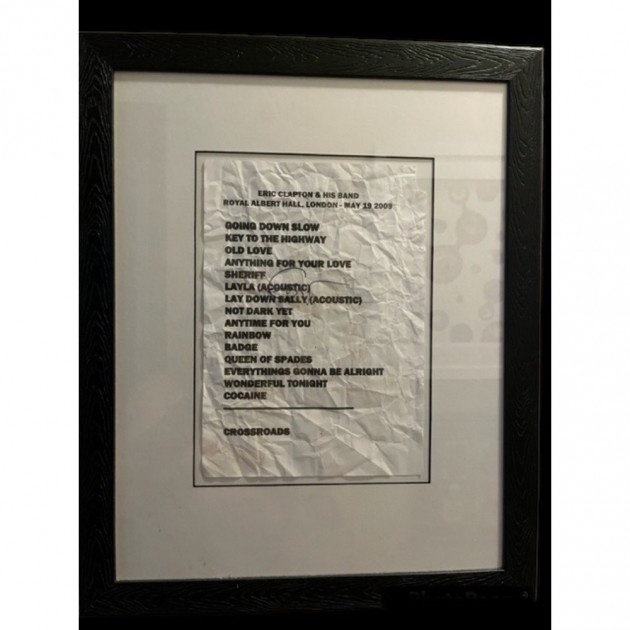 Eric Clapton Signed and Framed Setlist