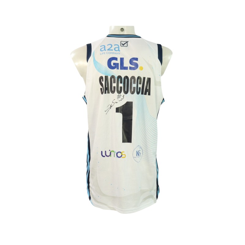 Completo Saccoccia unwashed EA7 Milano vs Napoli Basket 2024 - Autografato