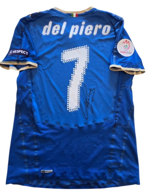 Maglia Gara Del Piero Italia vs Romania, EURO 2008 - Autografata