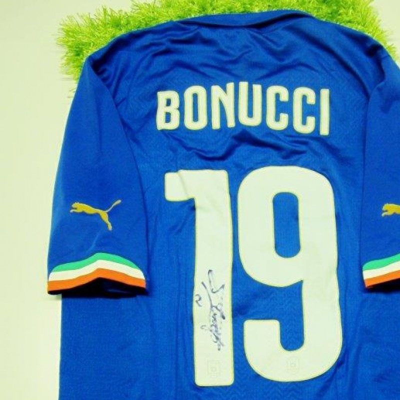Bonucci Italy official authentic shirt signed, Brazil 2014 - #celebriamolamaglia #vivoazzurro