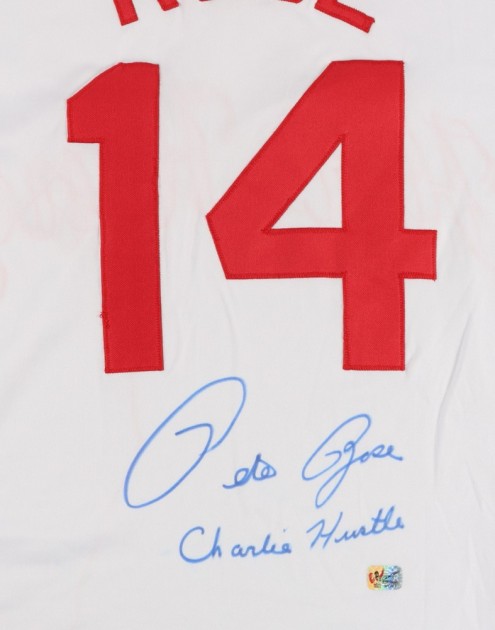 Pete Rose Signed Philadelphia Phillies Inscribed 4256 Jersey