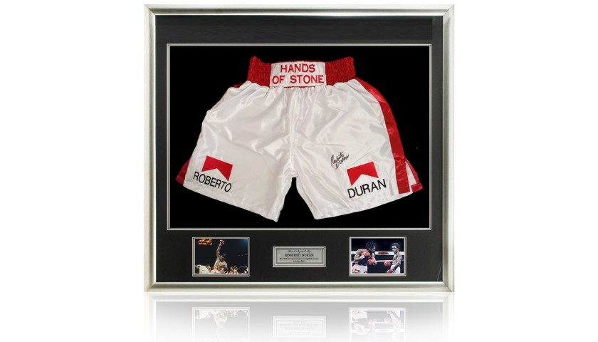 Roberto Duran Hand Signed Boxing Trunks