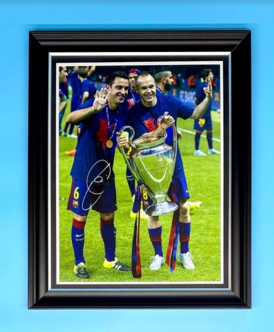 Xavi's FC Barcelona Signed Photo Display