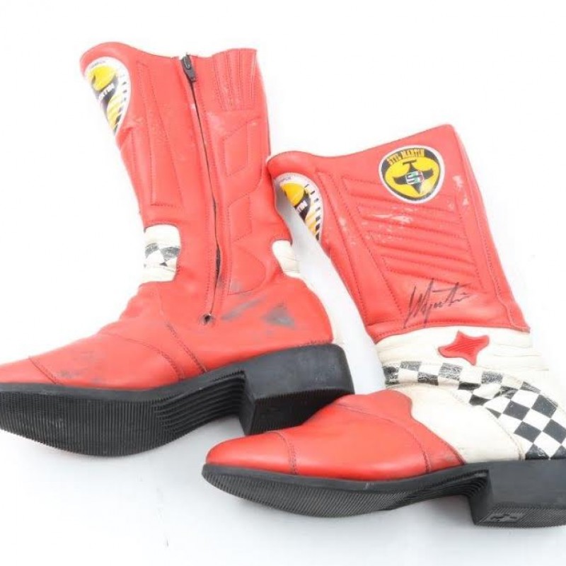 Boots Worn and Signed by Italian MotoGP Champion Giacomo Agostini