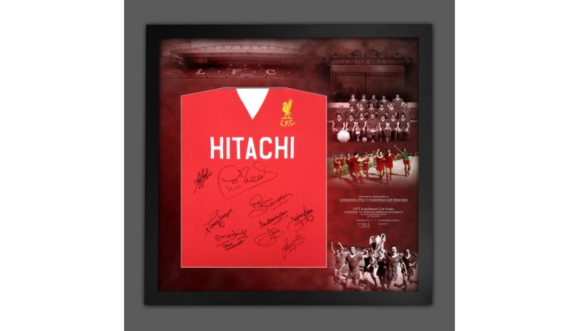 Liverpool 1977 Squad Signed and Framed Shirt