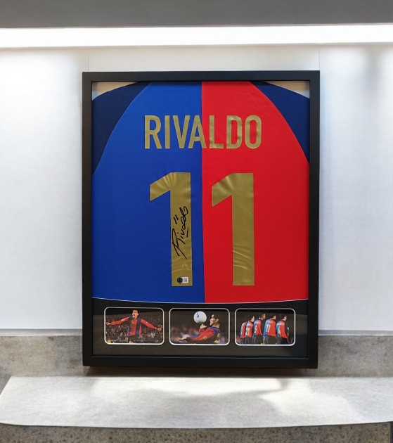 Rivaldo's FC Barcelona Signed and Framed Shirt