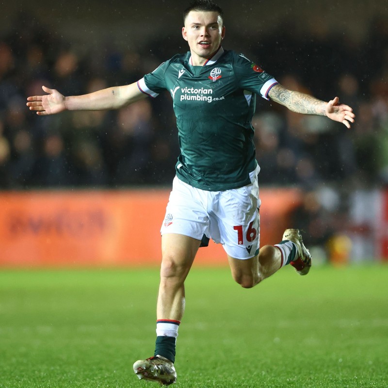 Maglia away indossata Aaron Morley Bolton Wanderers, vs Exeter City - Autografata