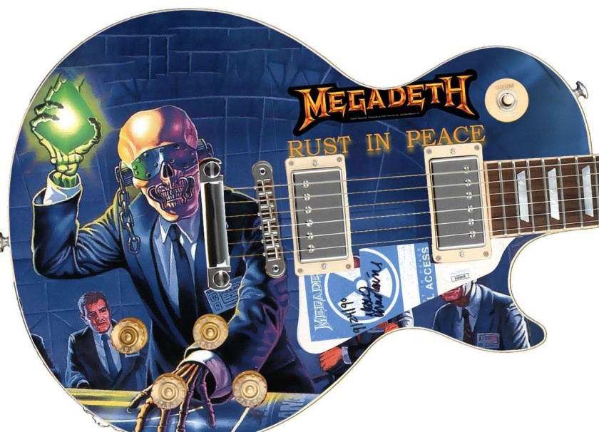 Dave Mustaine of Megadeth Signed Custom Graphics Guitar