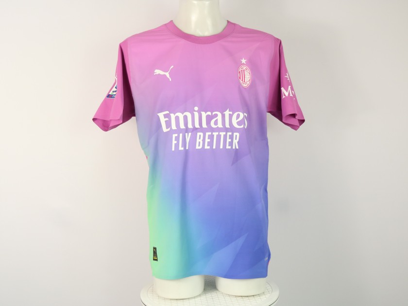 Maglia gara Theo Milan, UCL 2023/24 - Autografata - CharityStars