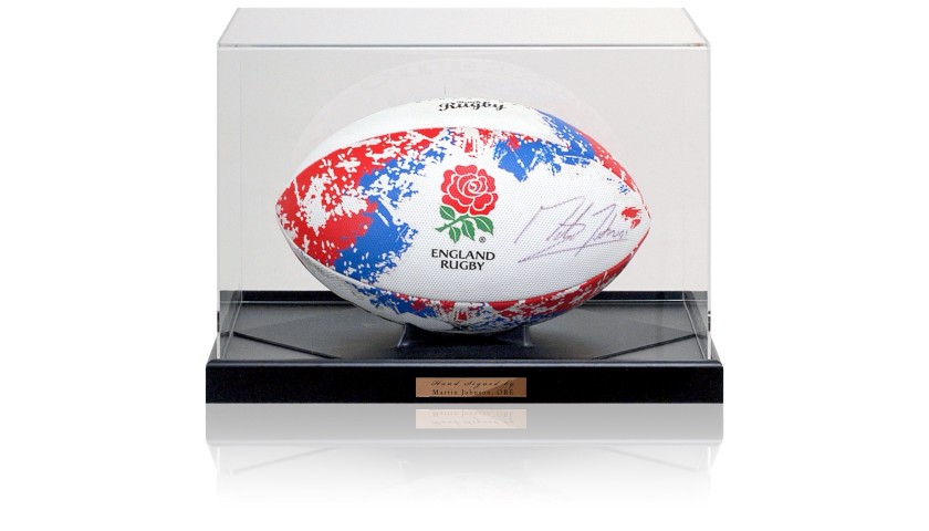 Martin Johnson OBE Signed England Rugby Ball Photo 