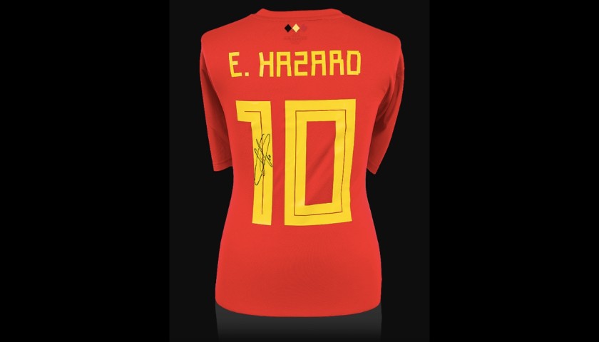 Eden Hazard Back Signed Belgium 2018 Home Shirt