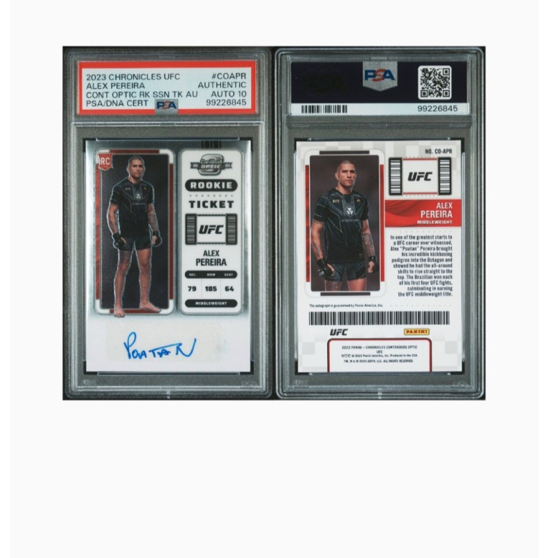 Alex Pereira Auto 2023 Panini Chronicles UFC Ticket