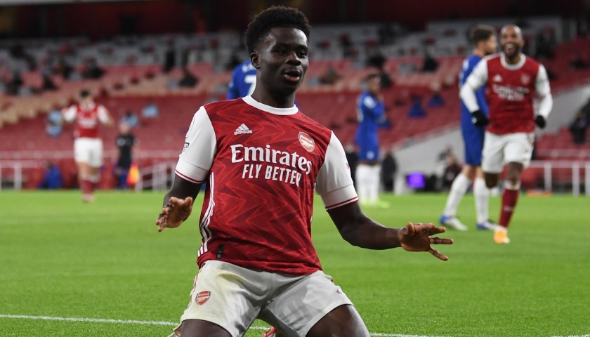 Maglia "third" Saka Arsenal, 2022/23 - Autografata