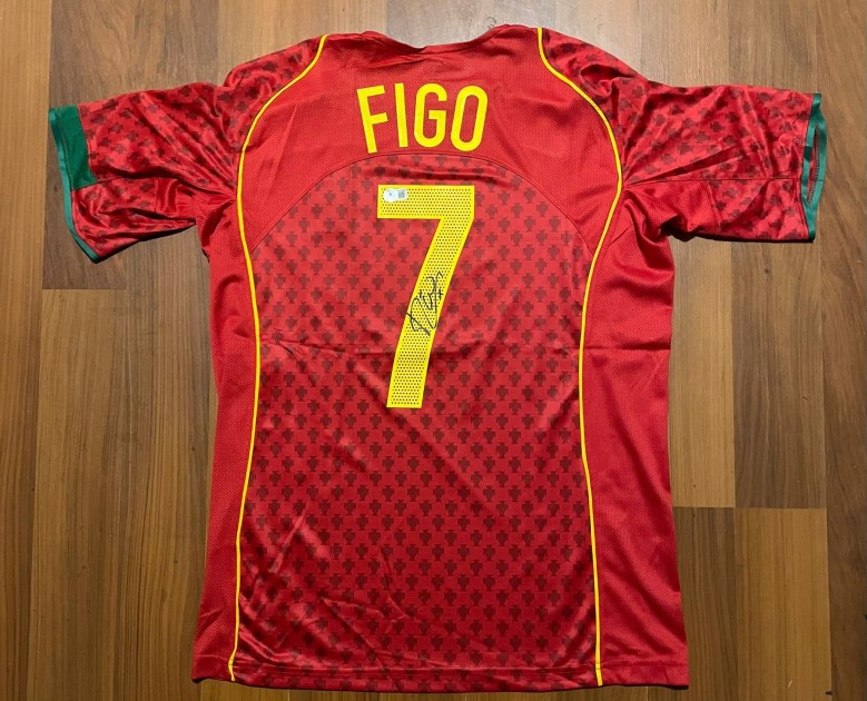 Maglia replica firmata di Luis Figo per il Portogallo a UEFA Euro 2004