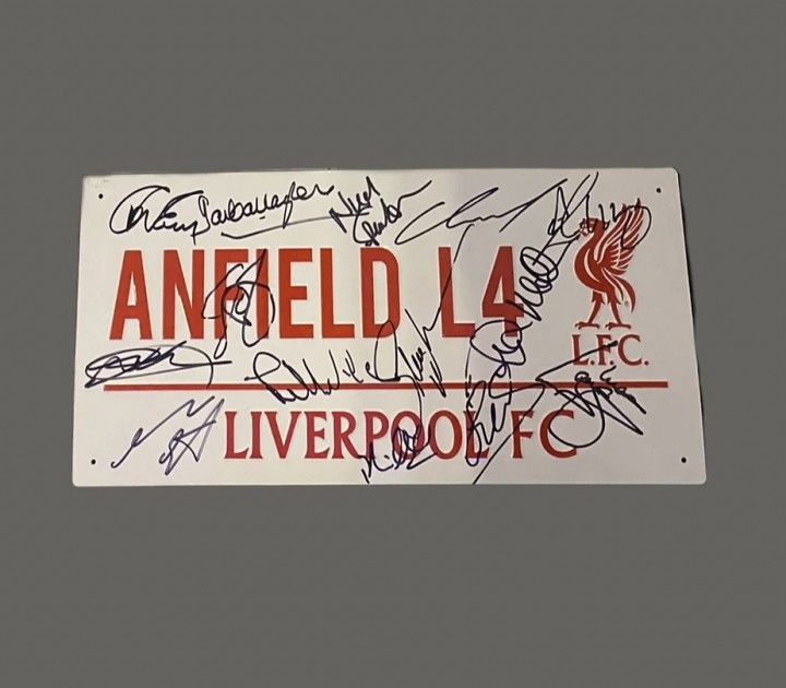 Liverpool Legends Multi Signed Road Sign - CharityStars