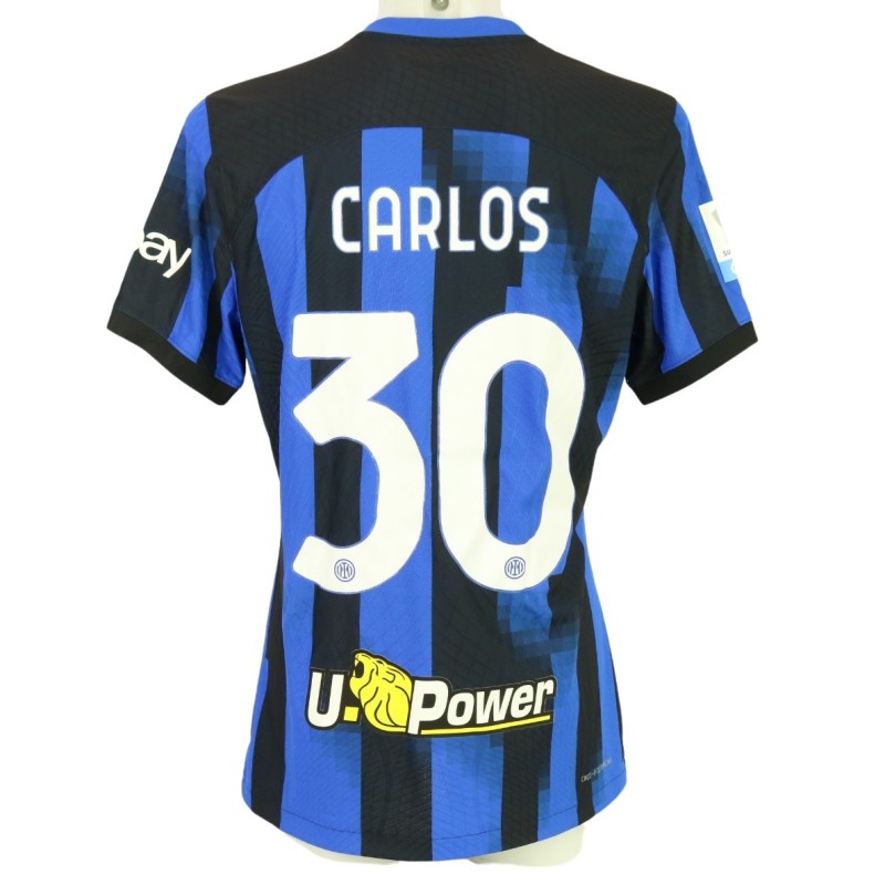 Carlos Augusto's Inter Milan Match-Issued Shirt, Italian Supercup 2024