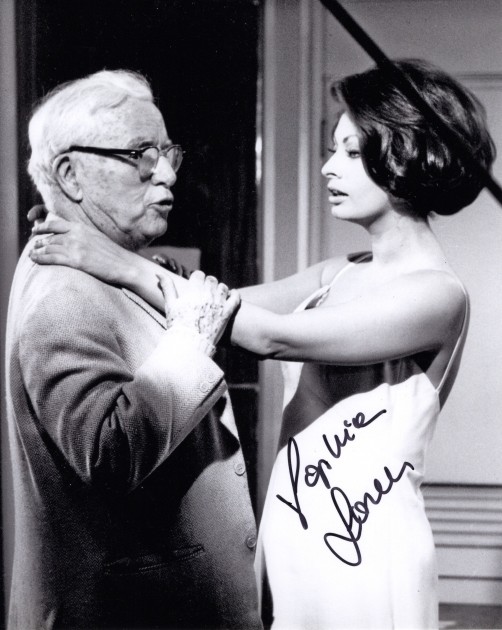 Fotografia di Sophia Loren e Charlie Chaplin - Autografata