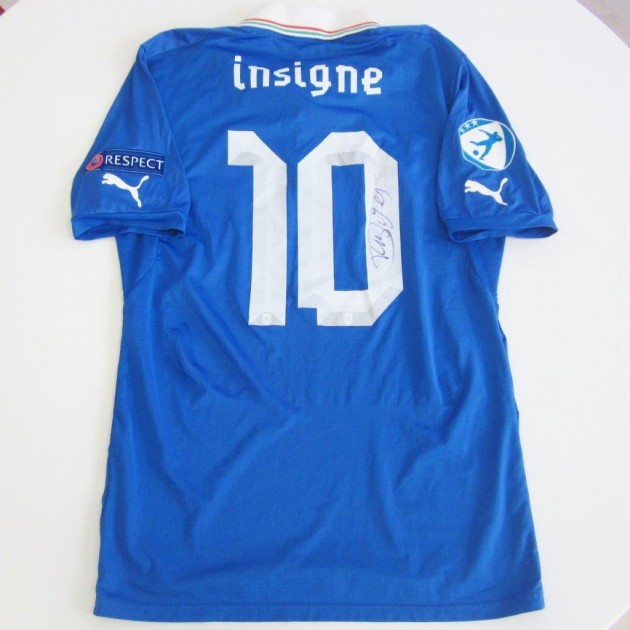Insigne's Italy match issued shirt, European Championship U21 Israel 2013 - signed