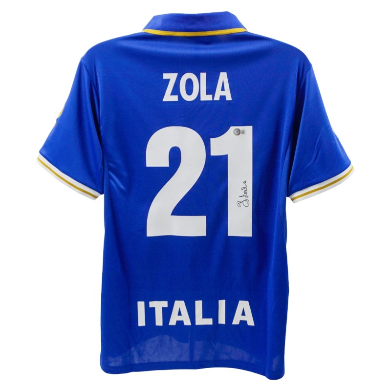 Replica maglia Italia firmata da Gianfranco Zola