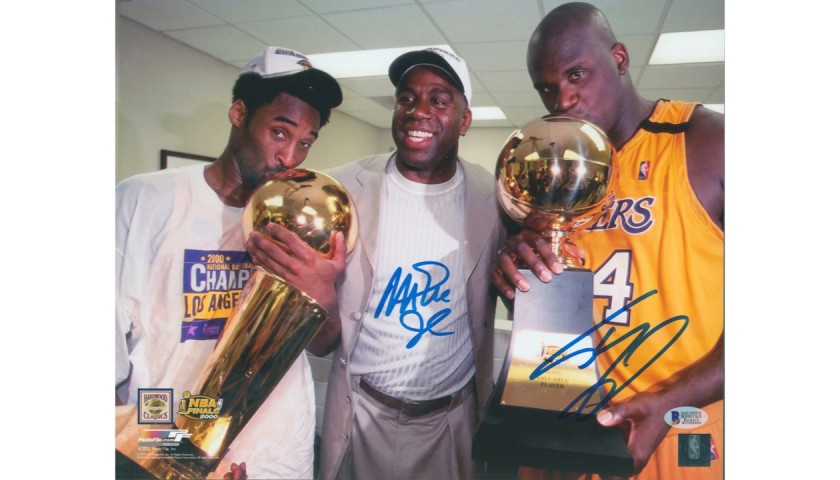 Kobe, Magic and Shaq Photograph Signed by Magic Johnson and Shaquille O'Neal