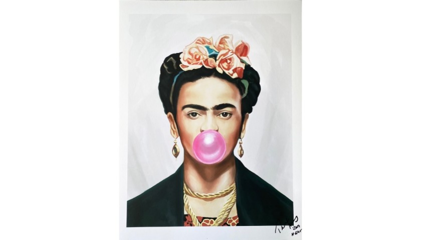 "Frida Kahlo Blowing Bubbles" NFT and Print by Thomas Hussung