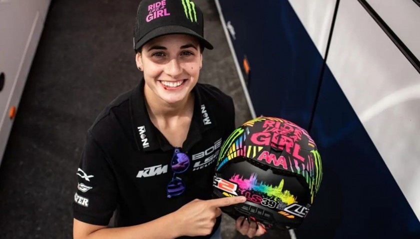 Ana Carrasco's Exclusive Helmet - BOE SKX- Catalonia Moto GP 2022- Worn and Signed