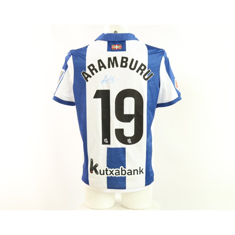 Maglia Aramburu Real Sociedad vs Espanyol Unwashed, 2025 - Autografata