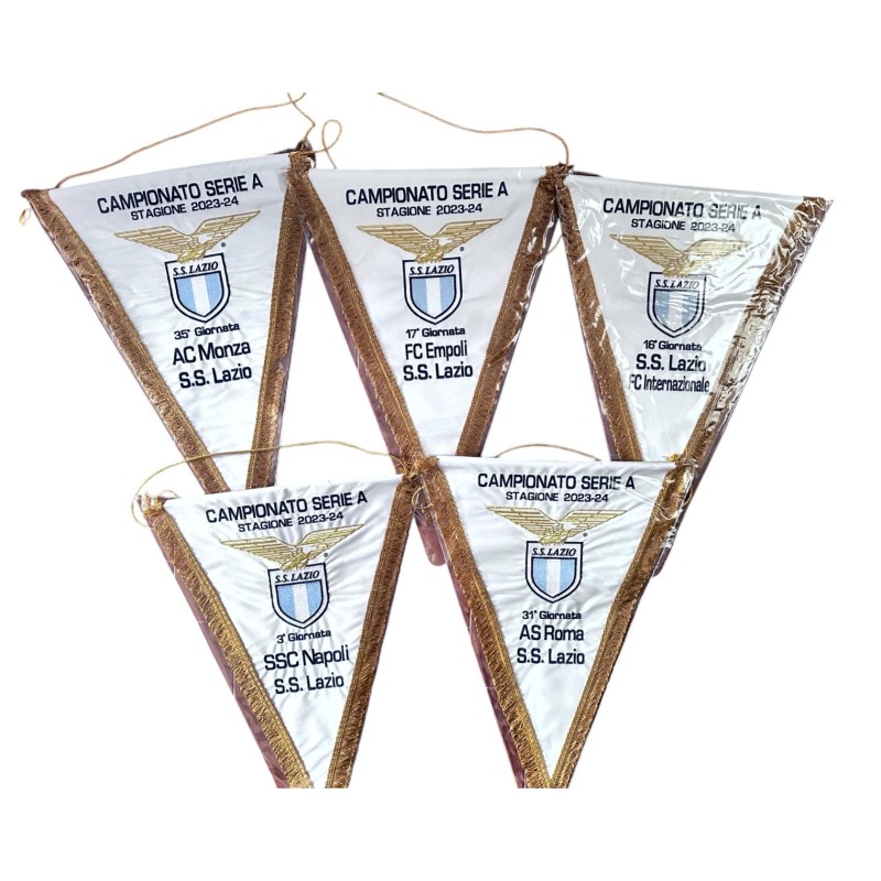 Lazio's Collection of Five Match-Issued Pennants, 2023/24