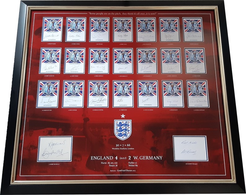 England 1966 Jules Rimet Cards Display Signed By The Squad