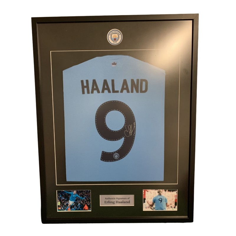 Maglia Haaland Manchester City - Autografata e Incorniciata