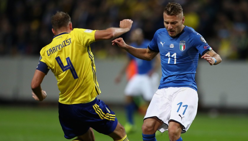 Immobile's Match-Issue/Worn Shirt, Sweden-Italy 2017