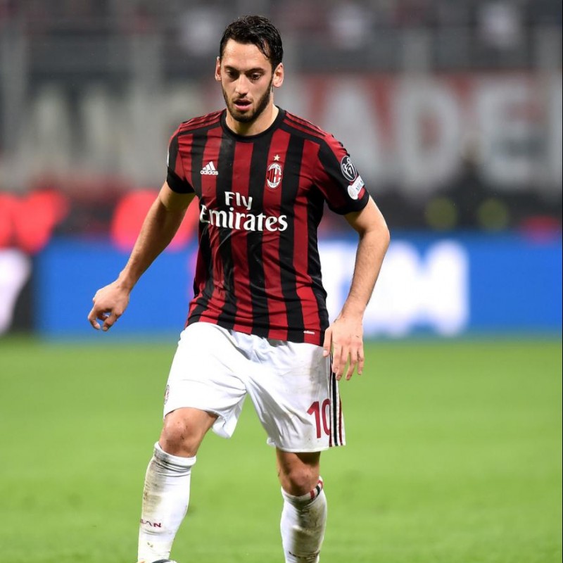 Calhanoglu's Match-Worn Milan-Inter Shirt with Special Patch - Unwashed