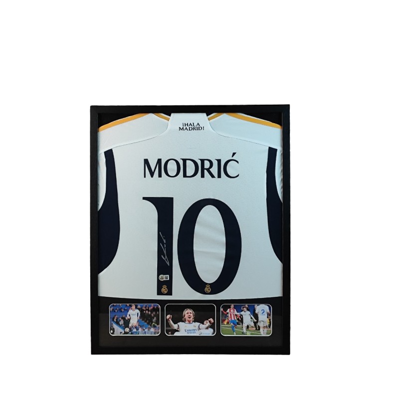 Maglia Luka Modric Real Madrid in cornice deluxe di alta qualità - Autografata