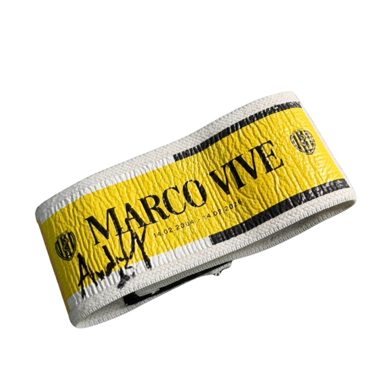 Fascia Capitano Indossata "Marco Vive" Cesena vs Venezia, 2026 - Autografata da Andrea Ciofi