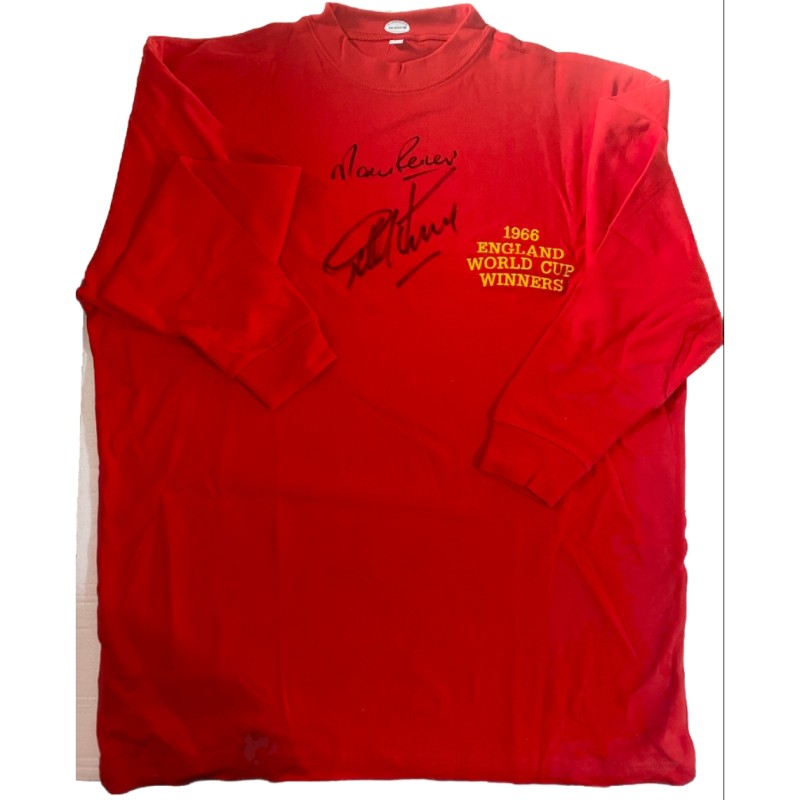 Geoff Hurst and Martin Peters Signed England 1966 Retro World Cup Shirt