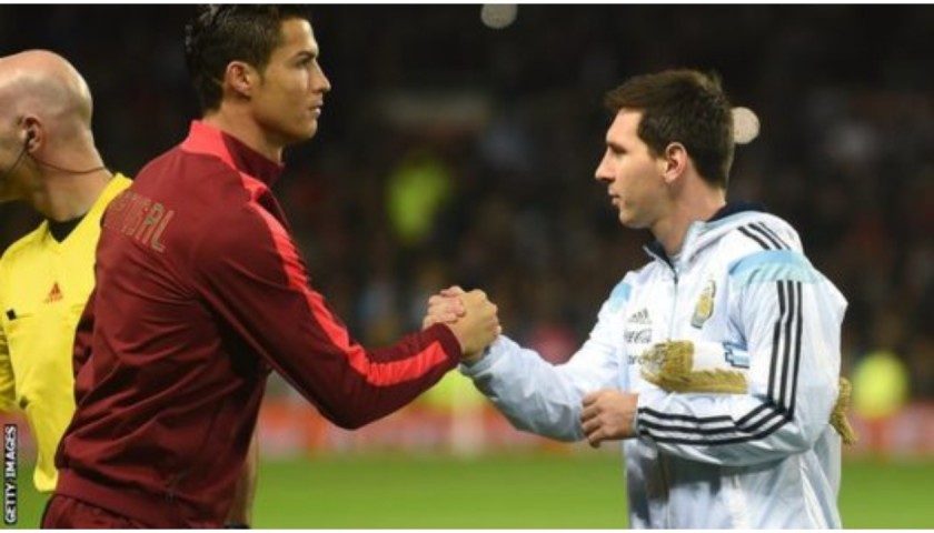 Messi and best sale ronaldo signed shirts