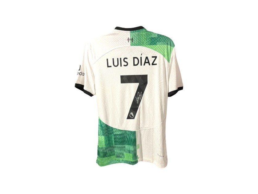 Replica della maglia da trasferta firmata da Luis Diaz per il Liverpool 2023/24