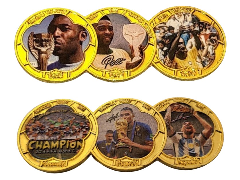 Pele World Cup Winners Gold Plated Triple Coin